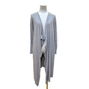 Chelsea & Theodore Wool Blend Long Cardigan Open Front Gray Long Sleeve Size S